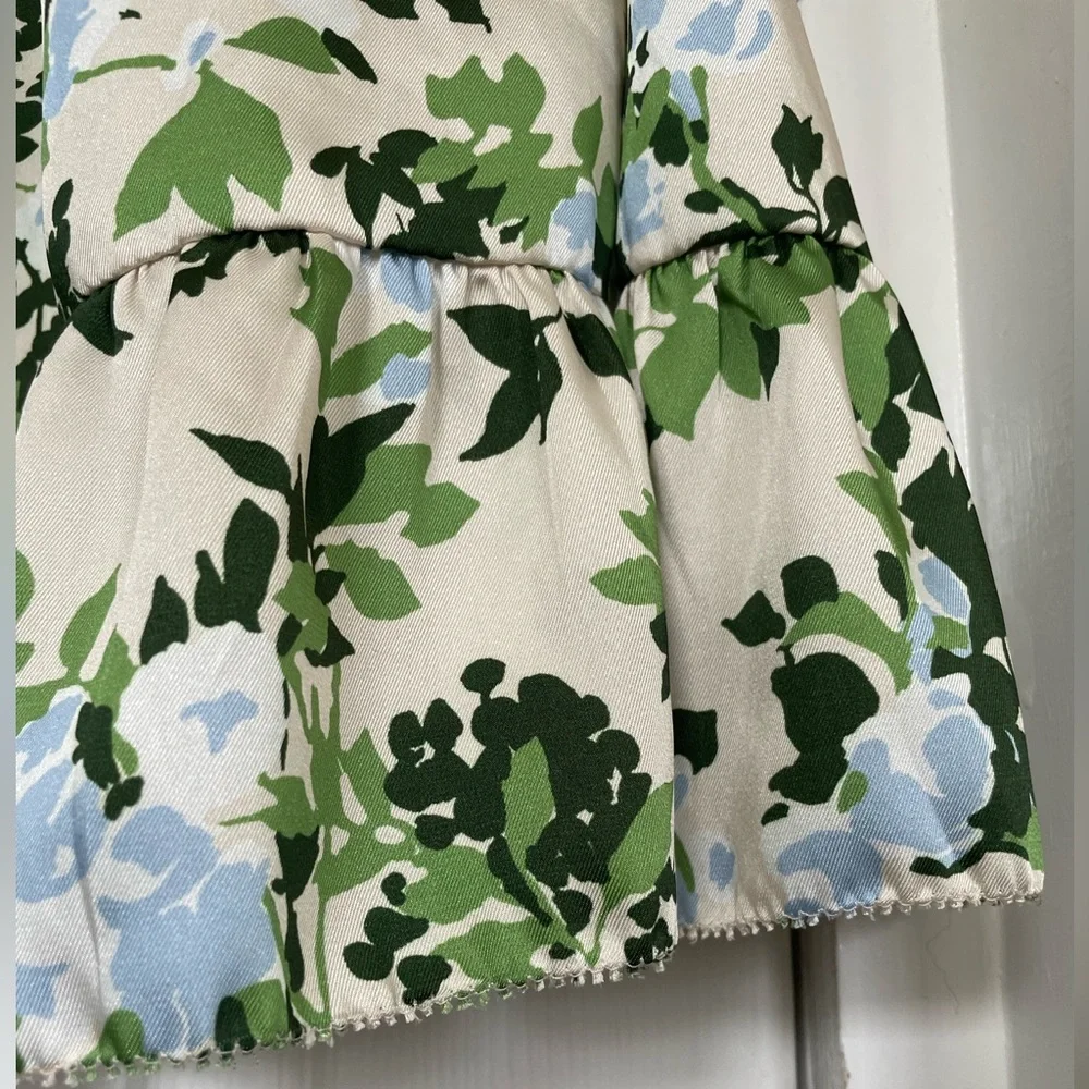 Tuckernuck - Beige w/ Blue & Green Floral Print Smocked Dress Sz XS - Picture 15 of 15